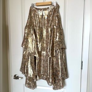 LoveShackFancy Metallic Silk Floral Skirt - S/M